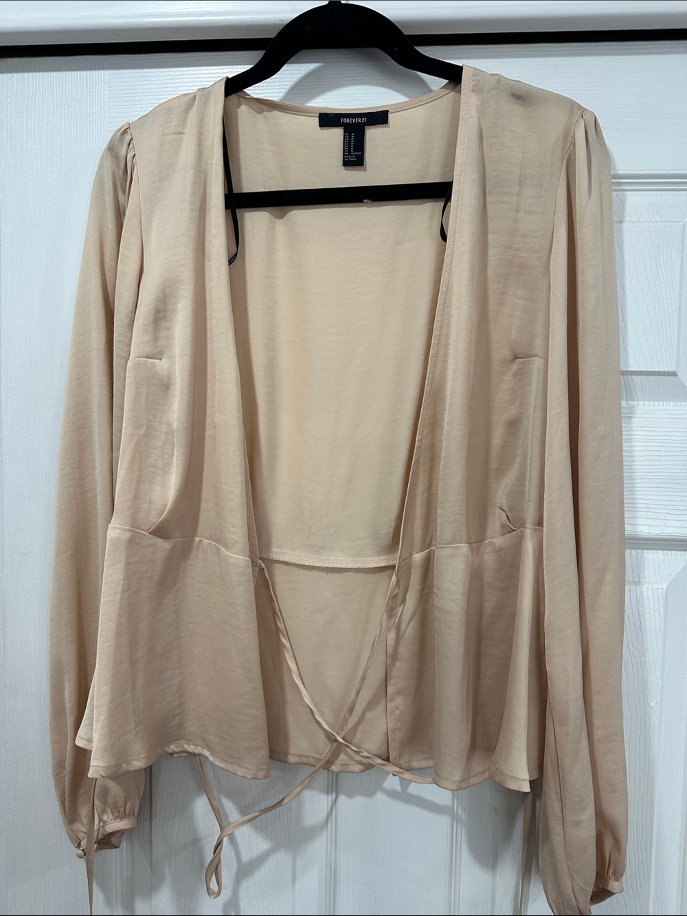 Forever 21 Beige Tie-Front Draped Open Cardigan